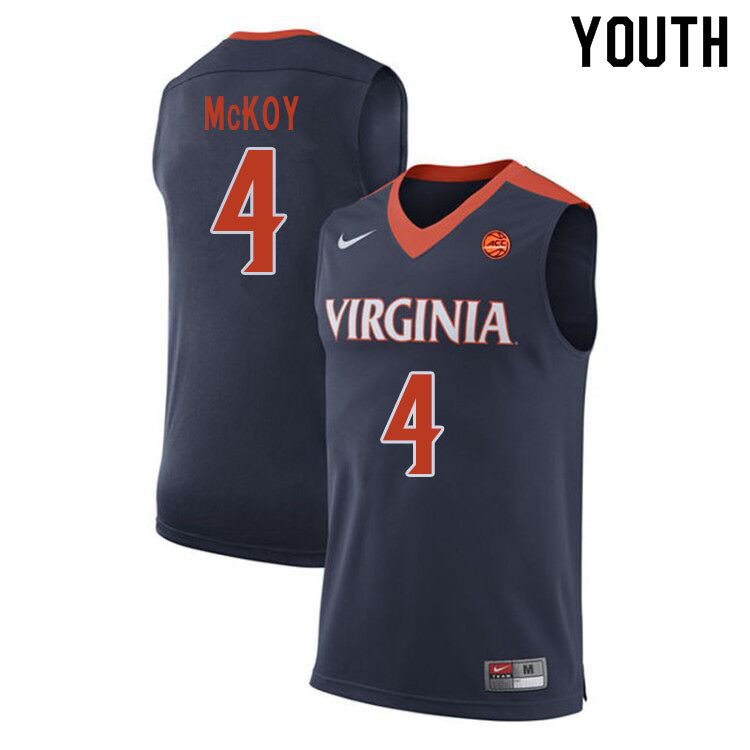 Youth #4 Justin McKoy Virginia Cavaliers College Basketball Jerseys Sale-Navy